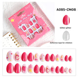 Kids press-on nails Comes with nail patch pointed almond 24 pieces finished product