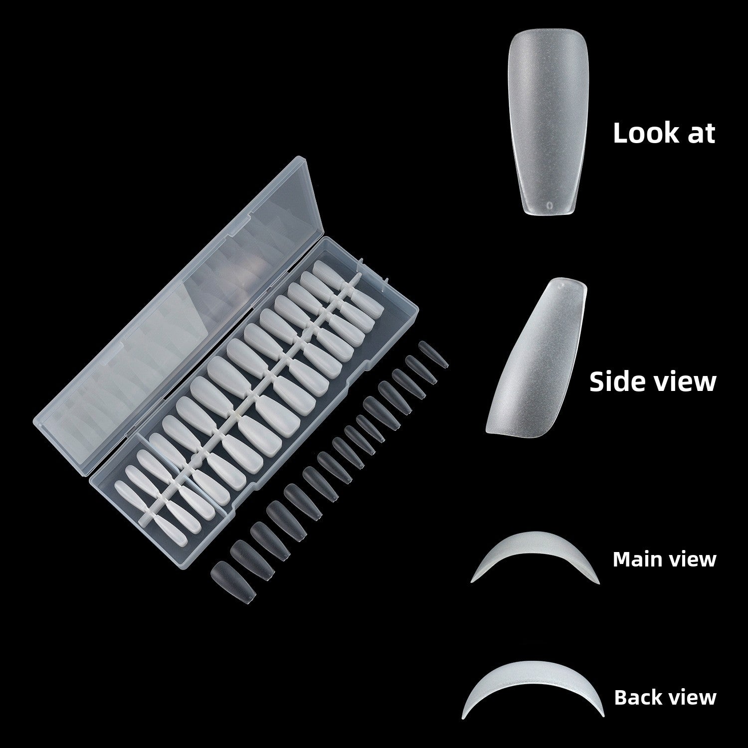 Puntas de uñas 300 piezas de arte de uñas, uñas postizas transparentes mate en caja, pieza de uña｜365nails