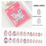 Kids press-on nails Comes with nail patch pointed almond 24 pieces finished product