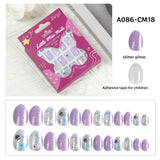 Kids press-on nails Comes with nail patch pointed almond 24 pieces finished product