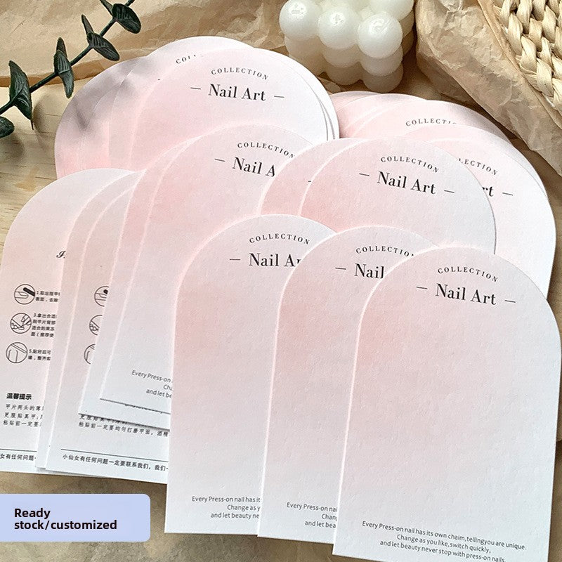 Pink Gradient Cotton Texture Nail Display Card – Elegant Press‑On Nail Packaging Background Card
