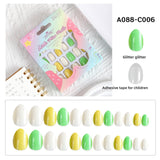 Kids press-on nails Comes with nail patch pointed almond 24 pieces finished product