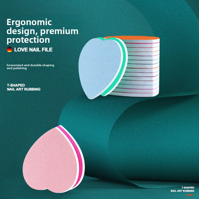 Double-sided heart-shaped manicure strip, special tool for polishing manicure (MOQ=100)