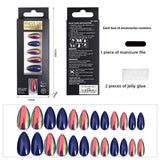 Navy Blue & Iridescent Chrome Short Almond Nail Set