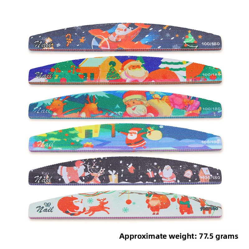 Christmas Printed Nail Files Set – Double-Sided Emery Boards for Manicure (MOQ=3)