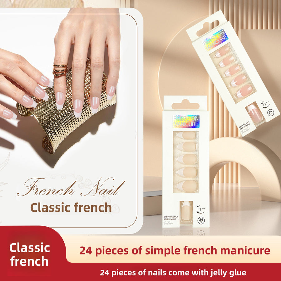 Conjunto de Unhas Clássicas Nude Francesa Média