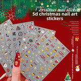 Happy Christmas Nail Art Sticker 5D Embossed Three-dimensional Snowman Santa DIY Nail Sticker Ornament HG