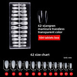 Nail Tips Press on nails pads Transparent and seamless 504 pcs Boxed fake nails (MOQ=3)