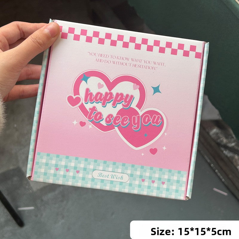 Pink Gradient Corrugated Mailer Box for Press‑On Nails – Sturdy Aesthetic Packaging Box