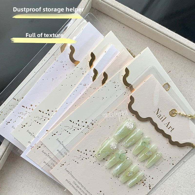 Elegant Gold Wave Nail Display Card for Press-On Nails