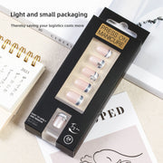 Silver French Stripe Nude Short Square Nail Set