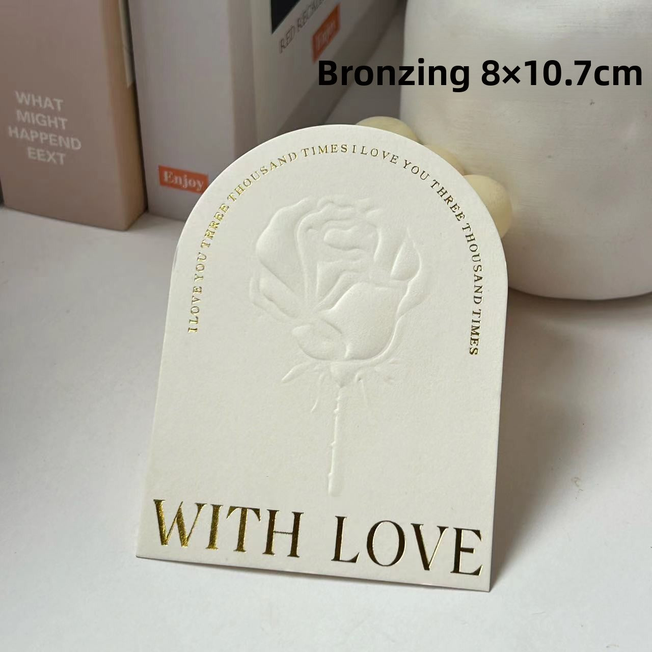 Spot relief three-dimensional rose wearing armor display card beige advanced bronzing nail art background cardboard packaging