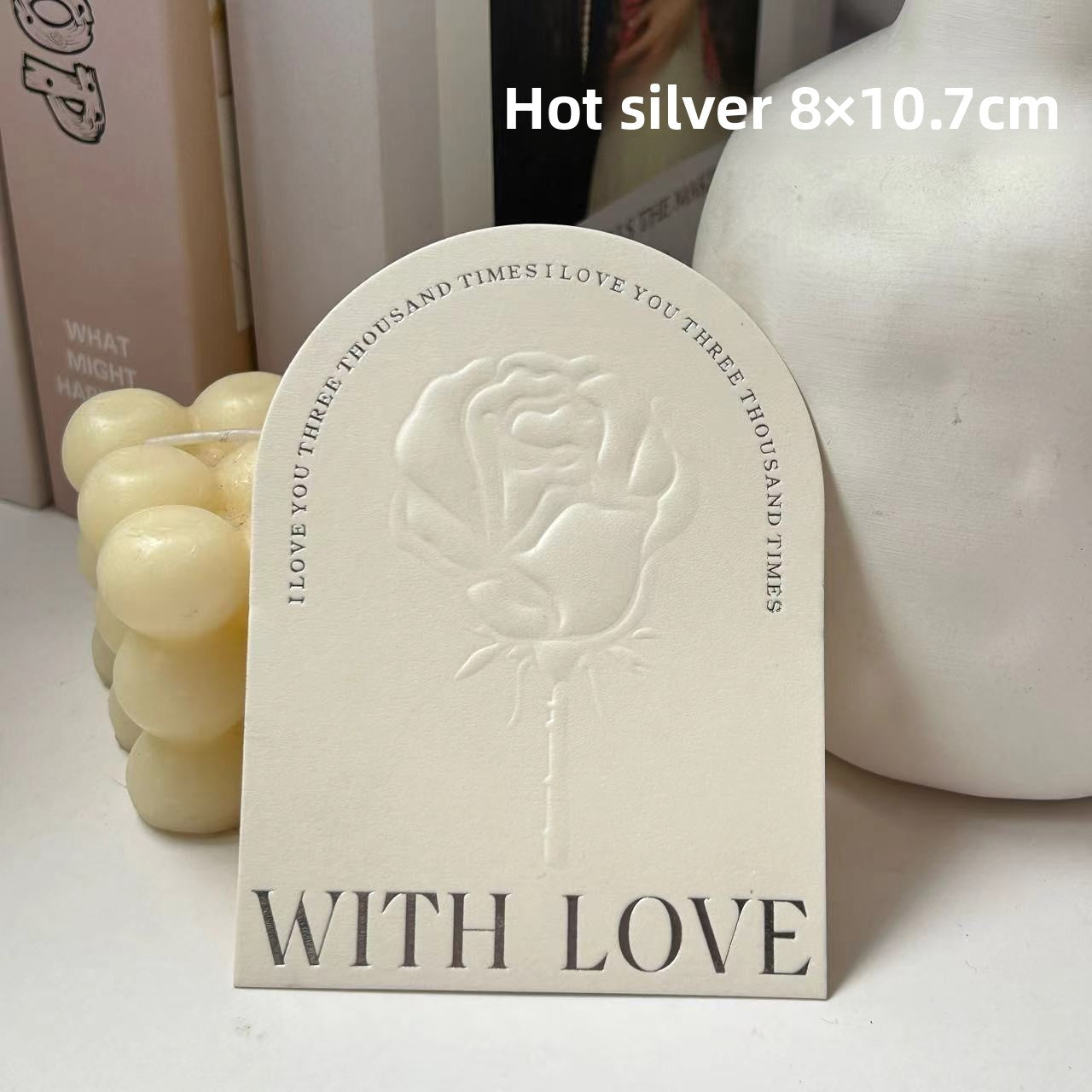 Spot relief three-dimensional rose wearing armor display card beige advanced bronzing nail art background cardboard packaging