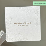 Embossed Rose Cotton Paper Nail Display Card – Elegant Handmade Press-On Nail Packaging