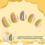 Kids press-on nails 24 pieces of smudged yellow glitter sparkles