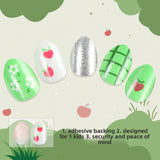 Kids press-on nails Green, safe and environmentally friendly glue-free patches 24 pieces average size