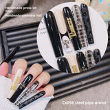 Extra Long 5.5cm Water Pipe Press-On Nails | Handmade Collection | Round Shape
