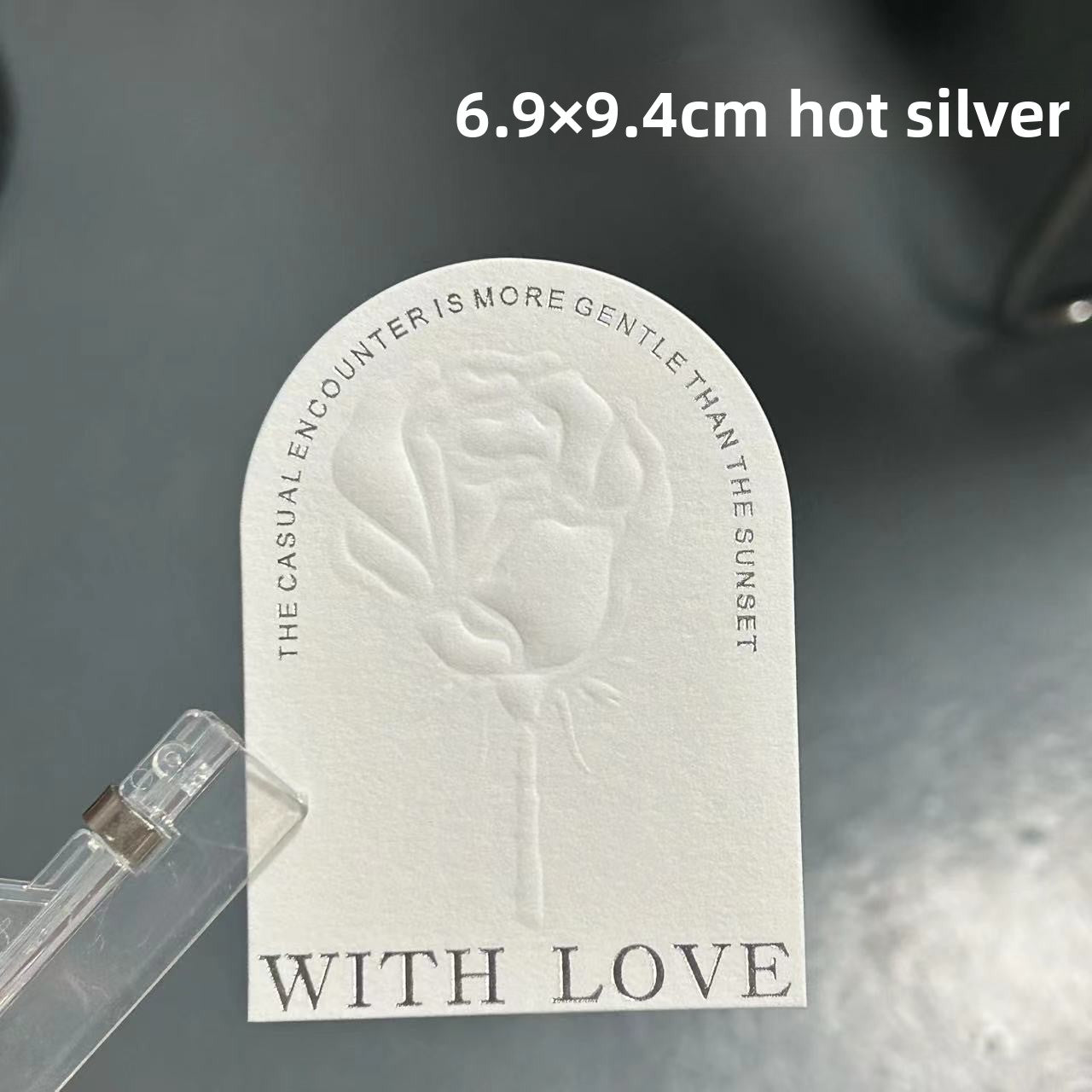 Embossed Rose Cotton Paper Nail Display Card – Elegant Handmade Press-On Nail Packaging