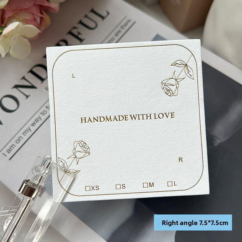 Embossed Rose Cotton Paper Nail Display Card – Elegant Handmade Press-On Nail Packaging