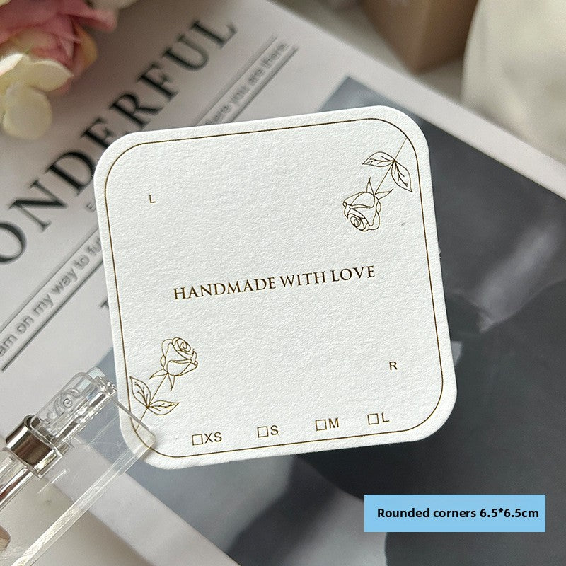 Embossed Rose Cotton Paper Nail Display Card – Elegant Handmade Press-On Nail Packaging