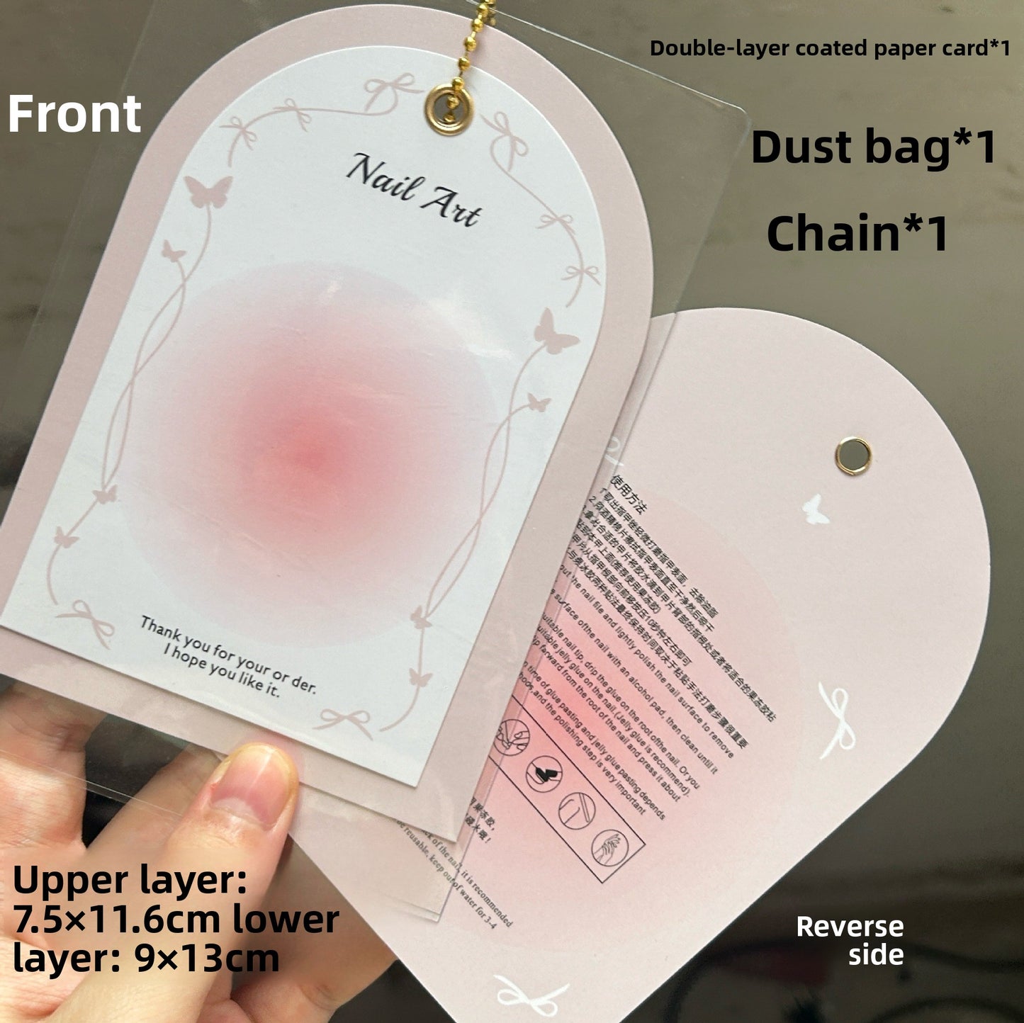 Elegant Gold Wave Nail Display Card for Press-On Nails