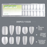 Puntas de uñas 300 piezas de arte de uñas, uñas postizas transparentes mate en caja, pieza de uña｜365nails