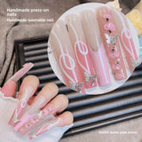 Extra Long 5.5cm Water Pipe Press-On Nails | Handmade Collection | Round Shape