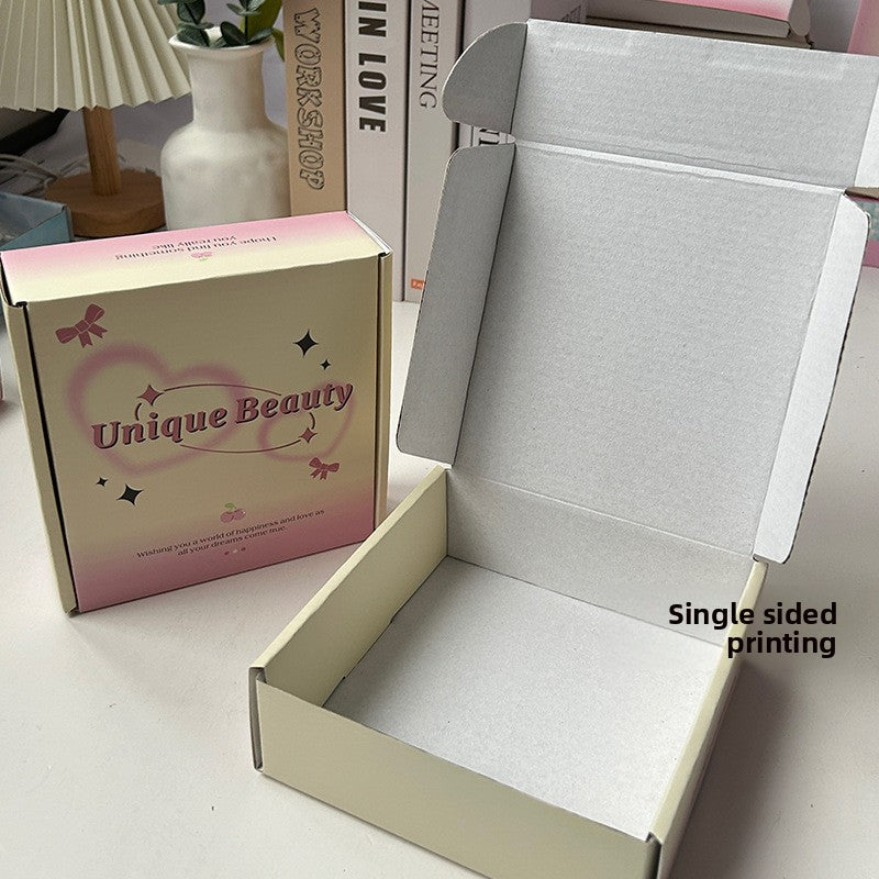Pink Gradient Corrugated Mailer Box for Press‑On Nails – Sturdy Aesthetic Packaging Box