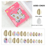 Kids press-on nails Comes with nail patch pointed almond 24 pieces finished product