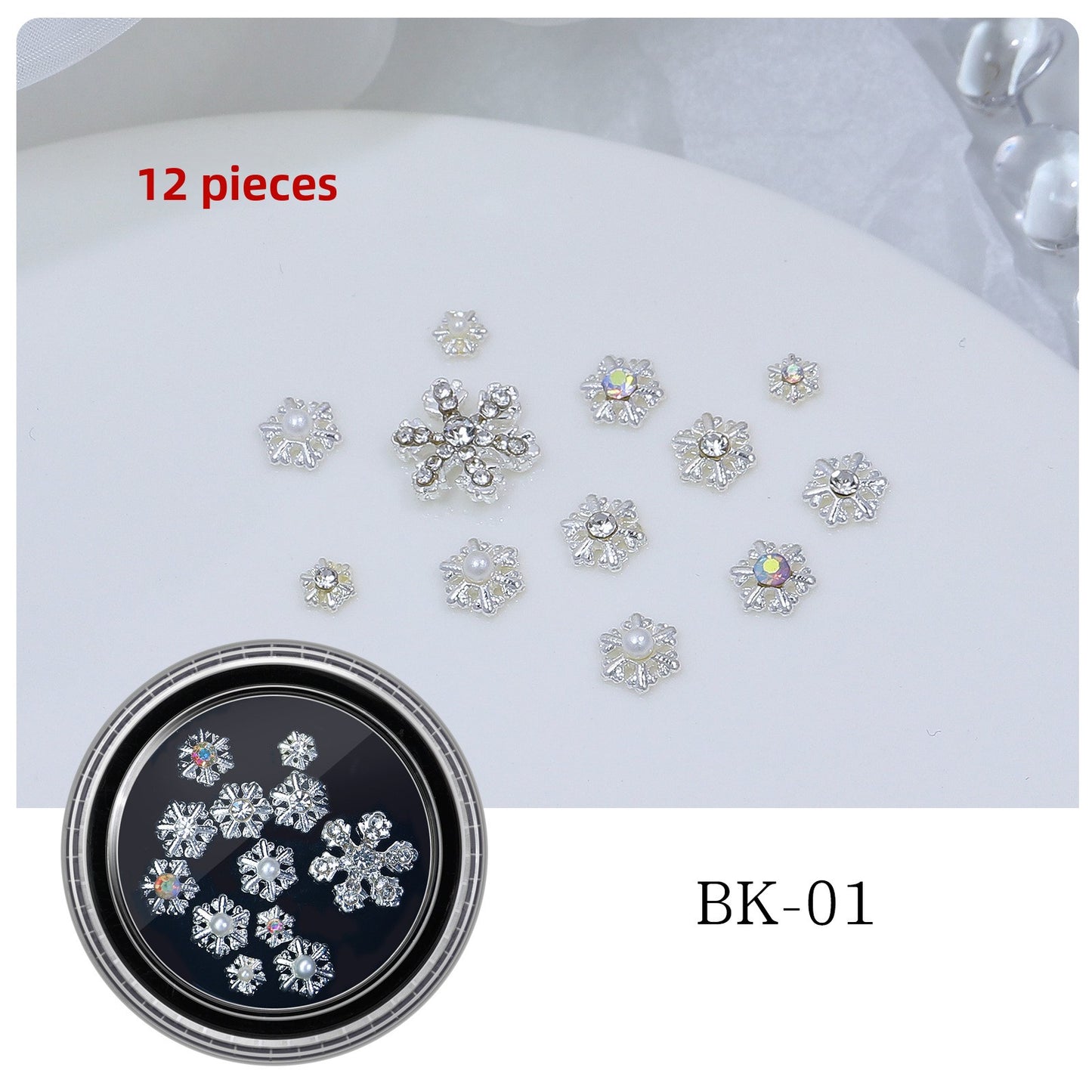 Christmas Nail Charms Mix – Festive 3D Santa & Snowflake Decorations (MOQ=3)