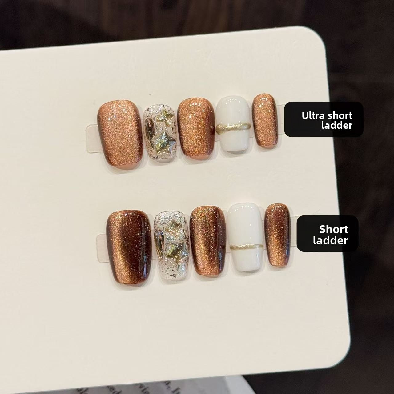 Bronze White Gold Elegant Luxe Nails