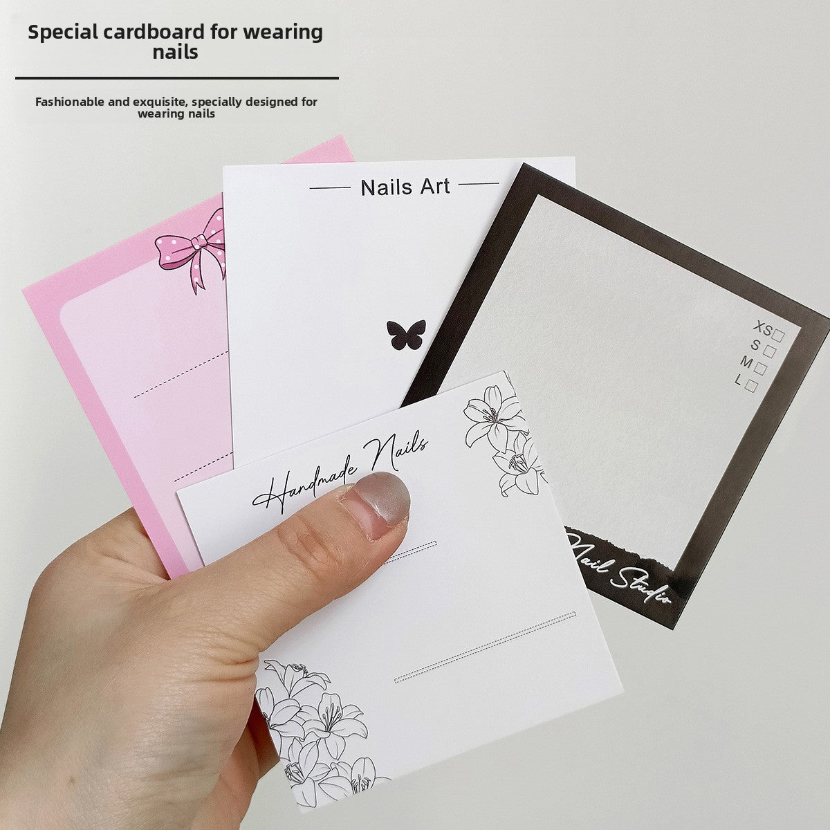 Colorful Nail Art Display Cards for Press‑On Nail Sets