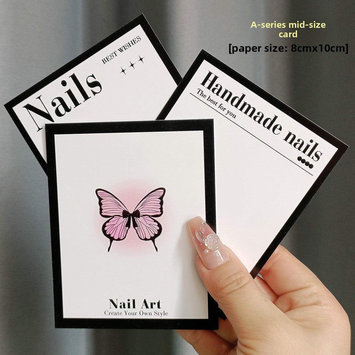 Assorted Elegant Nail Art Display Cards for Press‑On Nails(MOQ=20)