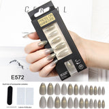 Golden Red Cat Eye French Short Nail Set