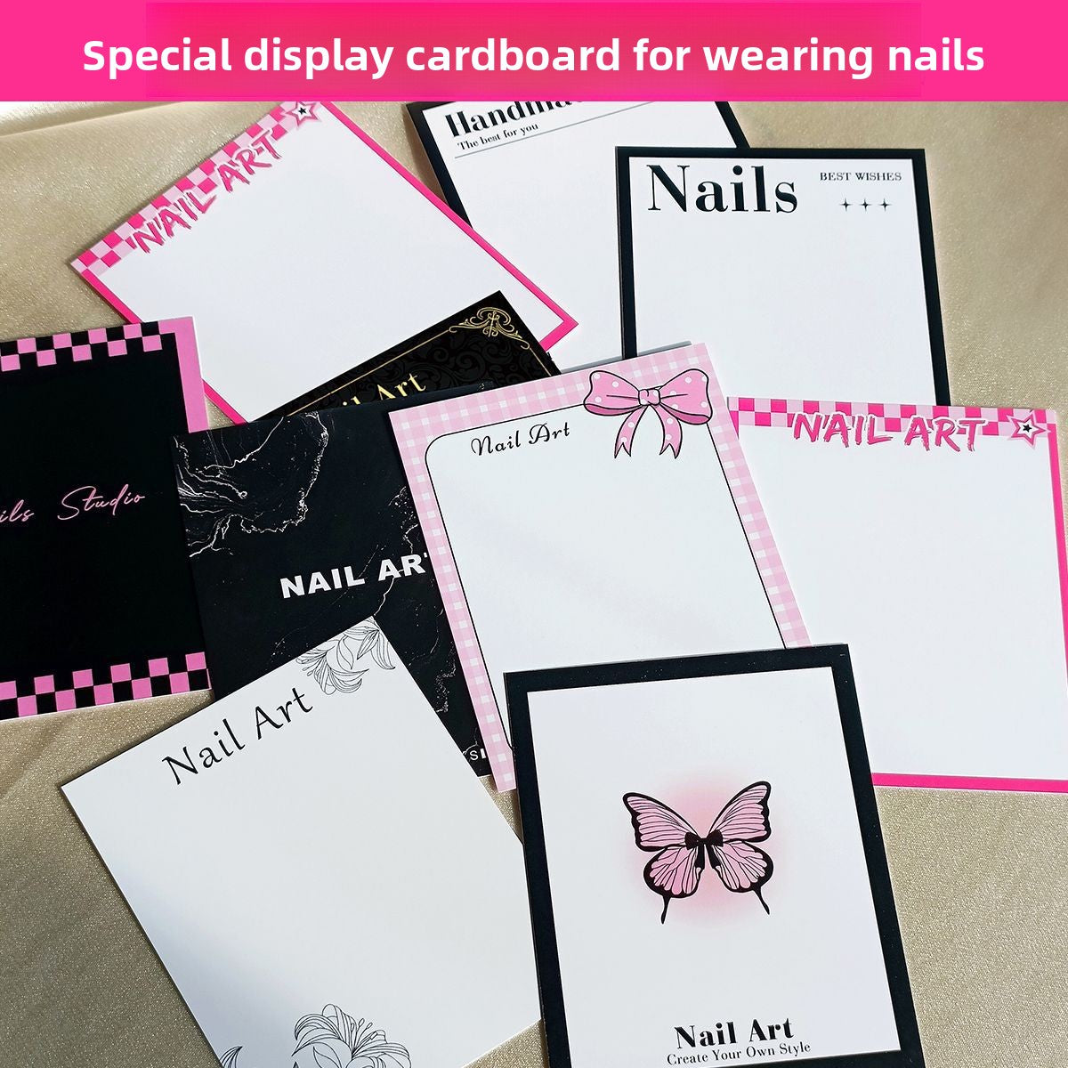 Assorted Elegant Nail Art Display Cards for Press‑On Nails(MOQ=20)
