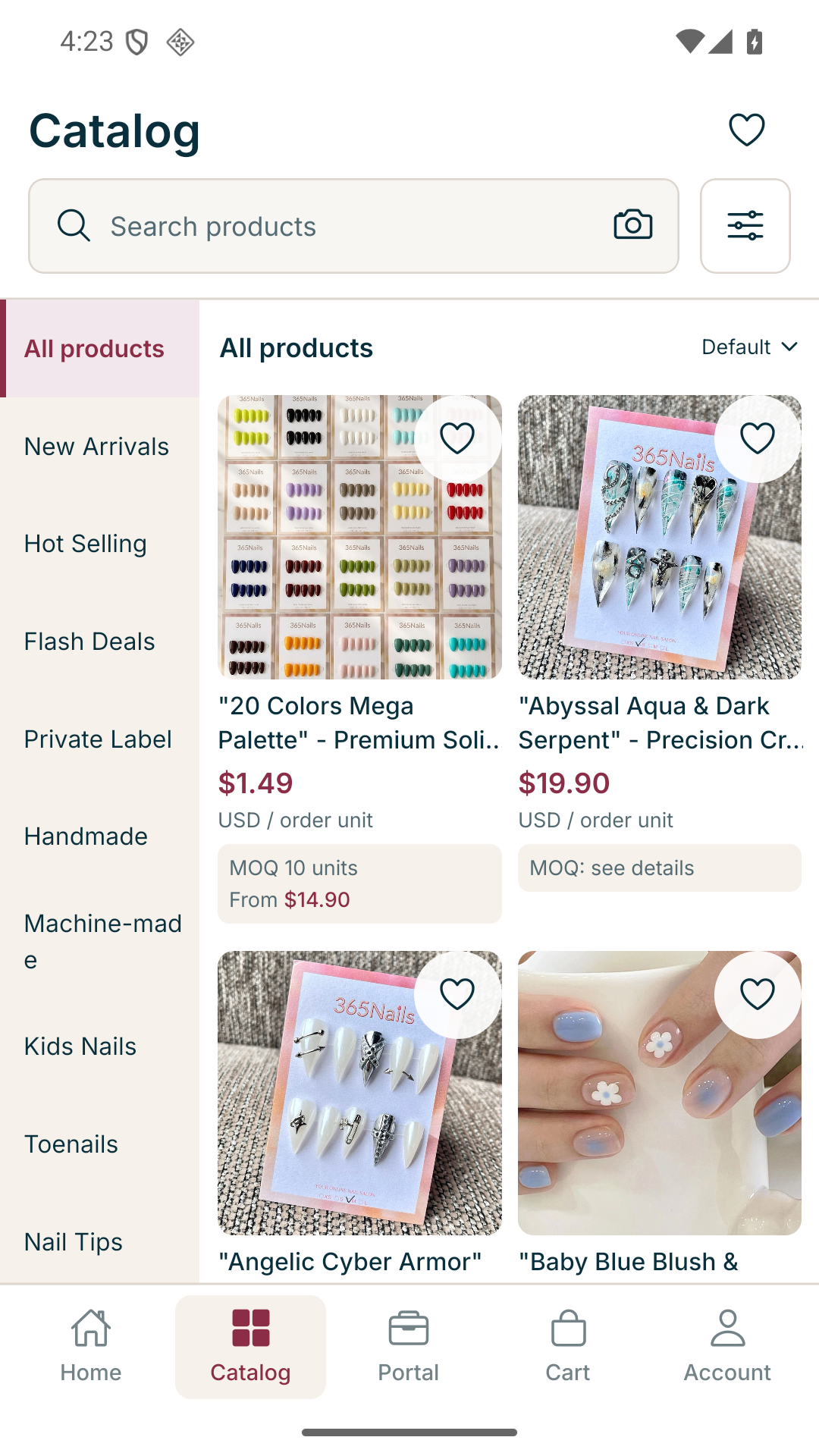 365nails Android app product catalog