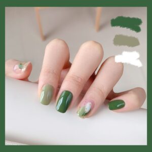 夏日萤火之森绿穿戴成品假指甲美甲贴片指甲贴片防水可拆地摊货源