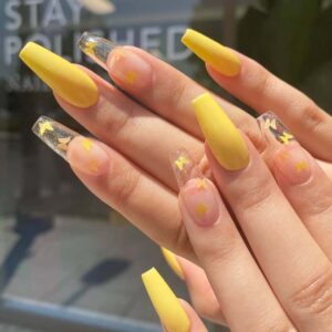 长芭蕾芭比黄蝴蝶穿戴甲成品假指甲美甲贴片指甲贴片外贸货源厂销