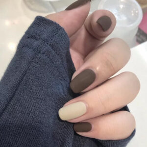 咖啡奶茶跳色穿戴美甲成品假指甲美甲贴片指甲贴片防水可拆卸甲片