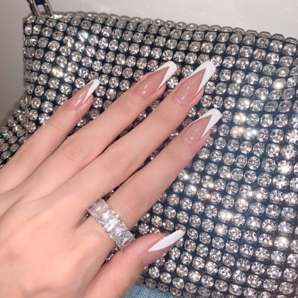 长芭蕾白法式穿戴美甲成品假指甲美甲贴片指甲贴片防水可拆卸甲片