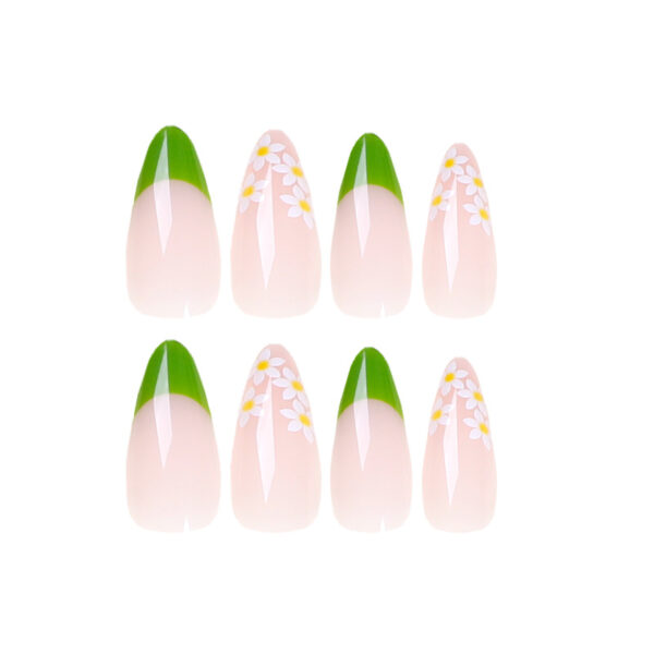 假指甲美甲贴片法式美甲碎花美甲青草绿指甲贴片外贸美甲批发nail - Imagem 5