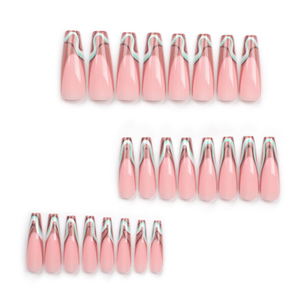 跨境外贸穿戴甲批发法式条纹波纹美甲片可拆卸甲片press on nail - Image 3