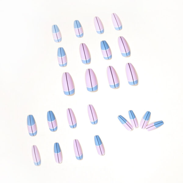 假指甲press on nail 美甲贴片蓝法式指甲贴片外贸直供穿戴甲成品 - Imagem 2