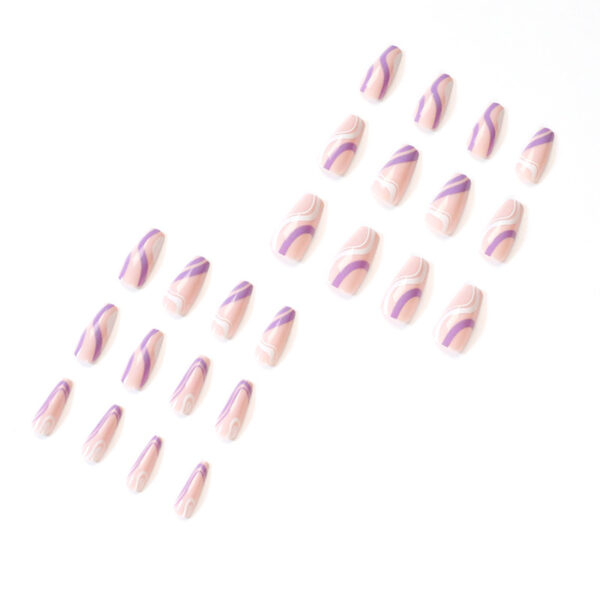 假指甲美甲贴片法式简约美甲波浪指甲贴片press on nails外贸直供 – Image 3