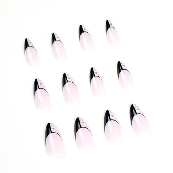 假指甲美甲贴片法式美甲黑金小花指甲贴片press on nails外贸美甲 - Image 2