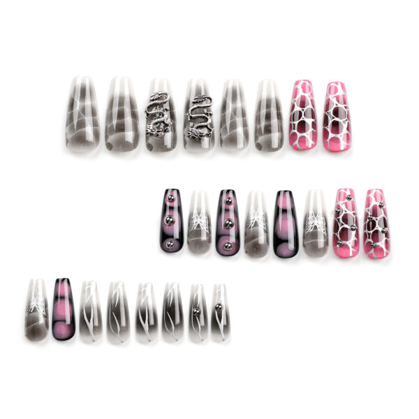 跨境欧美穿戴甲蝴蝶中国龙重金属派克风假指甲press on nails甲片 - Imagen 2