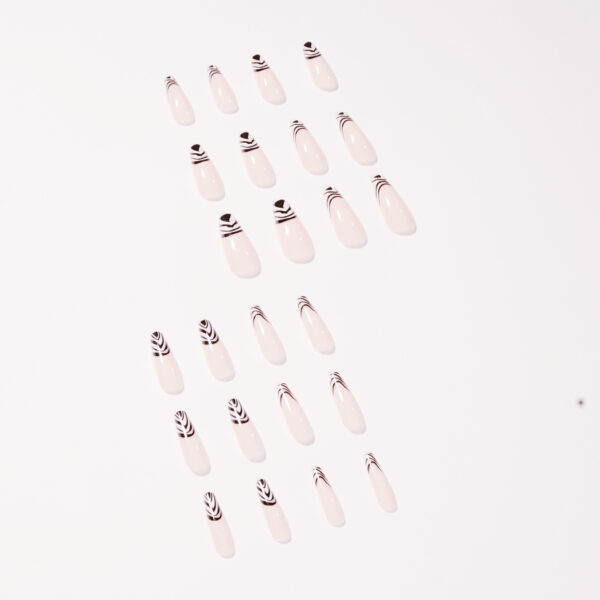 黑白斑纹法式False nail穿戴美甲成品假指甲美甲贴片指甲贴片跨境 - Imagem 2