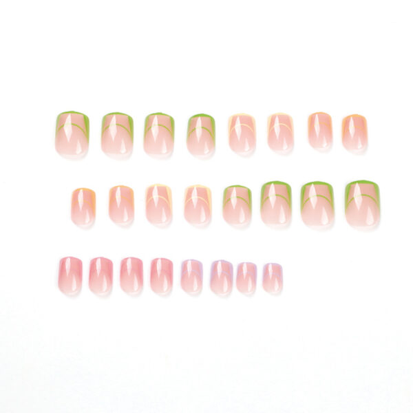 假指甲片批发简约五色法式穿戴甲短甲假指甲甲片 press on nails - Image 2