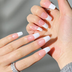 假指甲美甲贴片白法式美甲显白指甲贴片press on nails 甲片 批发