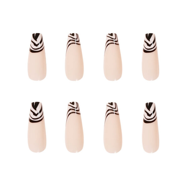 黑白斑纹法式False nail穿戴美甲成品假指甲美甲贴片指甲贴片跨境 - Imagem 5